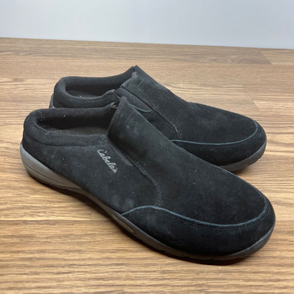 Cabelas Suede Clogs Womens 9.5M Casual Comfort Trail Mule 84-1123 Black Slip On